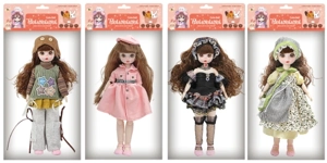 12-inch 30cm, 13 joints, solid body, 3D comic eyes, fashion cartoon hat loli doll, 4 styles assorted