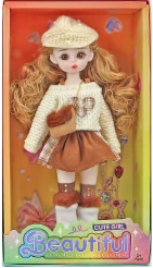 [Beiweiwei] 12-inch 30cm, 13 joints, solid body, 3D comic eyes, fashion cartoon hat casual loli doll