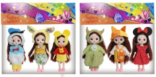 6-inch 17cm doll, 13 joints, solid body, expressive face, fashion cute loli doll, 3-pack, 2 styles assorted