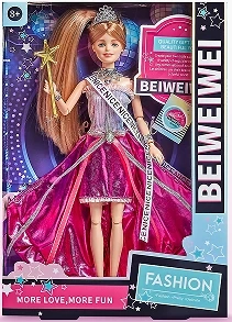 [Beiweiwei] 11-inch, 11 joints, solid body, printed eyes, fashion exquisite Barbie doll with crown + scepter
