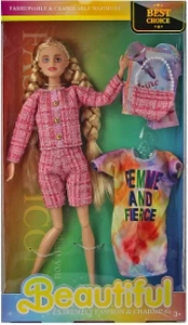 [Beiweiwei] 11-inch, 11 joints, solid body, printed eyes, fashion exquisite Barbie doll + dress + bag