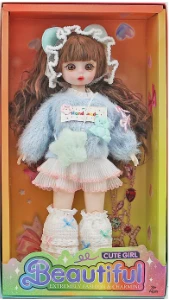 [Beiweiwei] 12-inch 30cm, 13 joints, solid body, 3D comic eyes, fashion cartoon hat casual loli doll