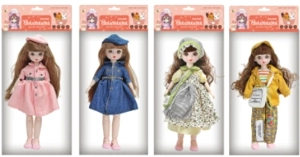 12-inch 30cm, 13 joints, solid body, 3D comic eyes, fashion cartoon hat loli doll, 4 styles assorted