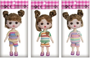 【English】4.5 inch OB11 doll 13 cm 13 joints real 3D comic eye fashion cartoon loli doll three mixed outfits