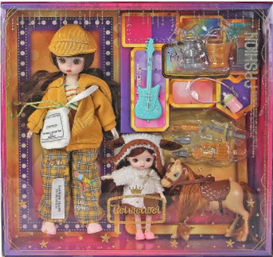 [Beiweiwei] 12-inch 30cm, 13 joints, solid body, 3D eyes, fashion exquisite sister loli doll with hat + 6-inch mini loli + accessories