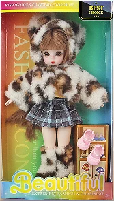 12-inch 30cm, 13 joints, solid body, 3D comic eyes, fashion cartoon leopard print hooded loli doll