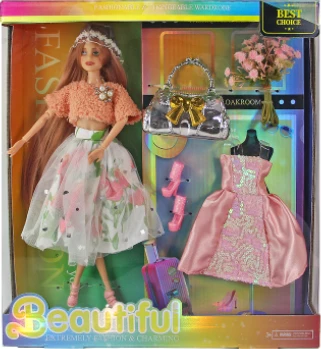 [Beiweiwei] 11-inch, 11 joints, solid body, printed eyes, fashion exquisite Barbie doll + dress + accessories