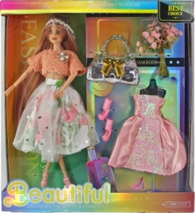 [Beiweiwei] 11-inch, 11 joints, solid body, printed eyes, fashion exquisite Barbie doll + dress + accessories