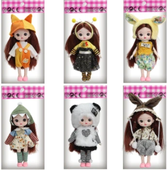 6 inch OB11 doll 17 cm 13 joints real 3D comic eye fashion cartoon loli doll A variety of mixed outfits