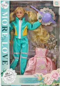 [Beiweiwei] 11-inch, 11 joints, solid body, printed eyes, fashion exquisite casual wear Barbie doll with hat + dress + helmet