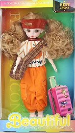 12-inch 30cm, 13 joints, solid body, 3D comic eyes, fashion cartoon hair band + crossbody bag energetic loli doll