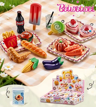 Super realistic mini food toys, resin material, luggage packaging, 36 pcs per display box