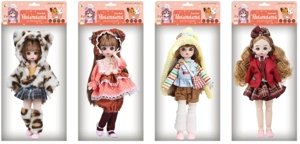 12-inch 30cm, 13 joints, solid body, 3D comic eyes, fashion cartoon hat loli doll, 4 styles assorted
