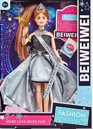 [Beiweiwei] 11-inch, 11 joints, solid body, printed eyes, fashion exquisite Barbie doll with crown + scepter