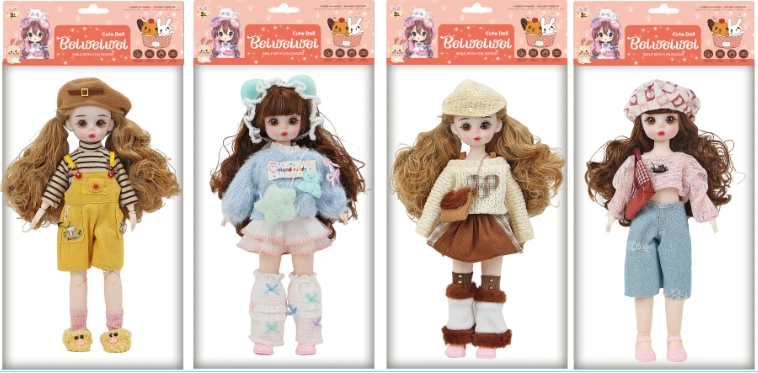 12-inch 30cm, 13 joints, solid body, 3D comic eyes, fashion cartoon hat loli doll, 4 styles assorted