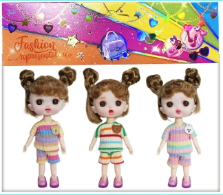【English】4.5 inch OB11 doll 13 cm 13 joints real 3D comic eye fashion cartoon loli doll three packs