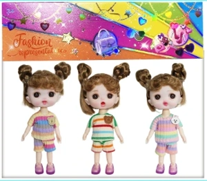 【English】4.5 inch OB11 doll 13 cm 13 joints real 3D comic eye fashion cartoon loli doll three packs