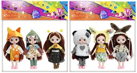 [English] 6 inch OB11 doll 17 cm 13 joints real 3D comic eye fashion cartoon loli doll three packs mixed with a variety of styles