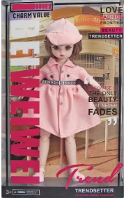 [Beiweiwei] 12-inch 30cm, 13 joints, solid body, 3D eyes, fashion exquisite pink dress loli doll