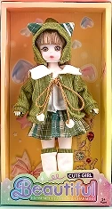 12-inch 30cm, 13 joints, solid body, 3D comic eyes, fashion cartoon green hat loli doll