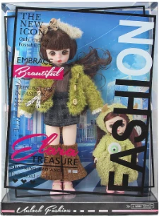 [Beiweiwei] 12-inch 30cm, 13 joints, solid body, 3D eyes, fashion exquisite green outfit sister loli doll + 6-inch mini loli