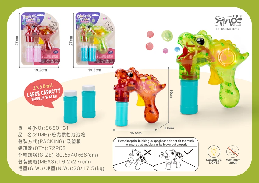 Pistol Gelembung Dinosaur Geseran