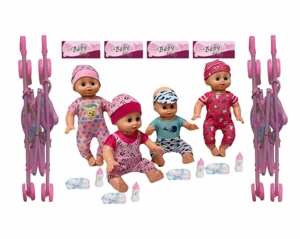 14 Inch Empty Body Bendable Leg Drink & Pee Boy Doll with Stroller, Feeding Bottle + Diaper