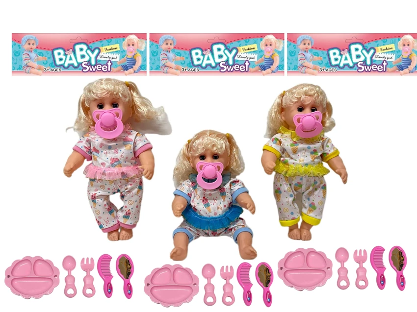 12 Inch High Quality Empty Body Bendable Leg Pacifier Girl Doll with Various Accessories