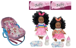 14 Inch Black Empty Body Bendable Leg Drink & Pee Doll with Multi-Function Crib + Diaper + Feeding Bottle