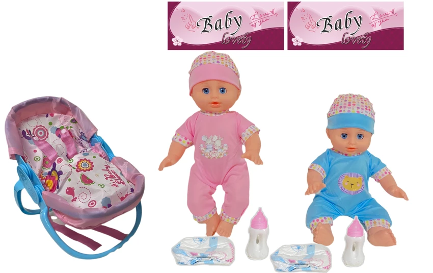 14 Inch Empty Body Bendable Leg Doll Drink & Pee 4-Tone IC with Multi-Function Crib + Diaper + Feeding Bottle