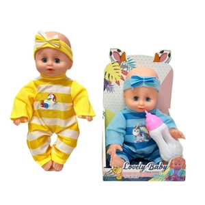 14 Inch Empty Body Bendable Leg Drink & Pee Boy Doll with Feeding Bottle