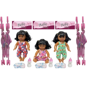 14 Inch Black Empty Body Bendable Leg Drink & Pee Doll with Stroller + Feeding Bottle + Diaper