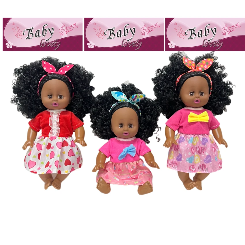 14 Inch Cute Black Empty Body Bendable Leg Doll