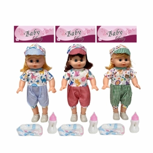 14 Inch Empty Body Bendable Leg Drink & Pee Girl Doll with Feeding Bottle + Diaper