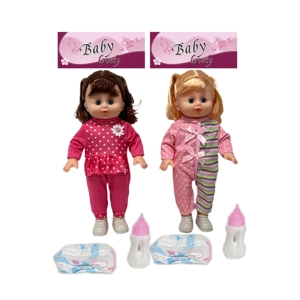 14 Inch Empty Body Bendable Leg Drink & Pee Girl Doll with Feeding Bottle + Diaper