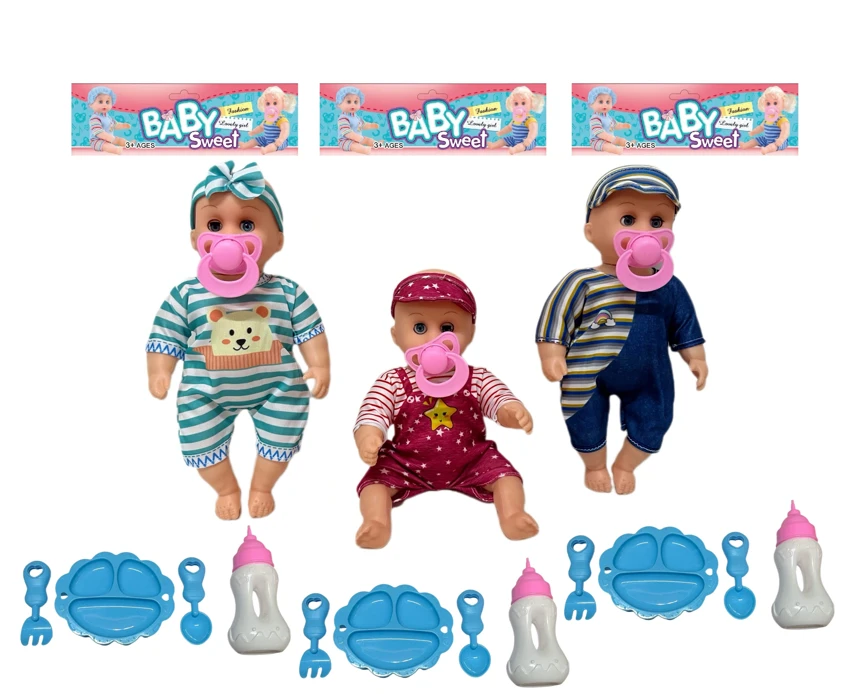 12 Inch High Quality Empty Body Bendable Leg Pacifier Boy Doll with Various Accessories