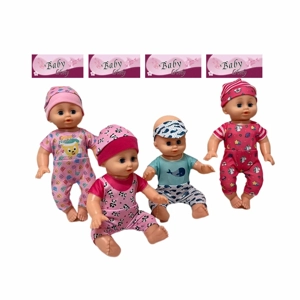 14 Inch Empty Body Straight Leg Drink & Pee Boy Doll with Stroller, Feeding Bottle + Diaper