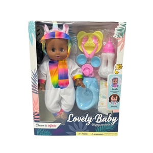 14 Inch Cute Black Empty Body Bendable Leg Doll Color Box