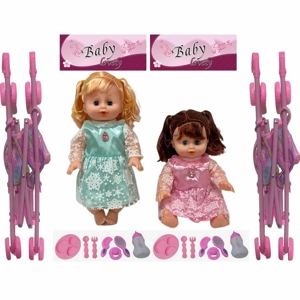 14 Inch Empty Body Bendable Leg Drink & Pee Girl Doll with Stroller + Various Accessories