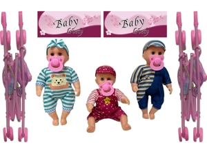 12 Inch High Quality Empty Body Bendable Leg Pacifier Boy Doll with 45cm Stroller