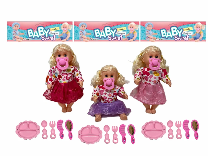 12 Inch High Quality Empty Body Bendable Leg Pacifier Girl Doll with Various Accessories