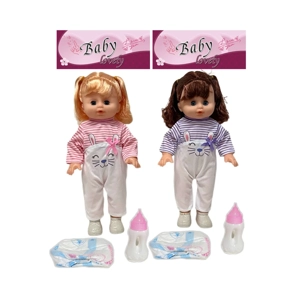 14 Inch Empty Body Bendable Leg Drink & Pee Girl Doll with Feeding Bottle + Diaper