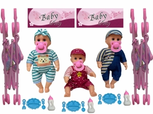 12 Inch High Quality Empty Body Bendable Leg Pacifier Girl Doll with 45cm Stroller