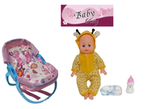 14 Inch Empty Body Bendable Leg Doll Drink & Pee 4-Tone IC with Multi-Function Crib + Diaper + Feeding Bottle