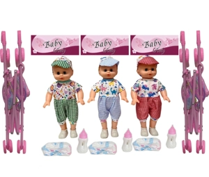 14 Inch Empty Body Straight Leg Drink & Pee Girl Doll with Stroller, Feeding Bottle + Diaper