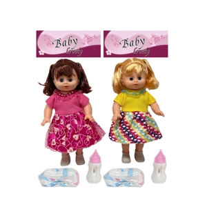 14 Inch Empty Body Bendable Leg Drink & Pee Girl Doll with Feeding Bottle + Diaper