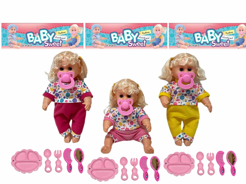 12 Inch High Quality Empty Body Bendable Leg Pacifier Girl Doll with Various Accessories