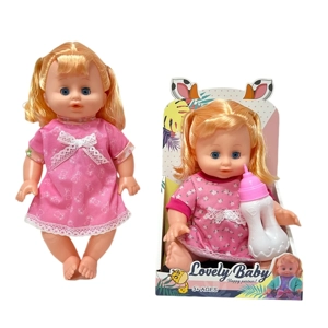 14 Inch Empty Body Bendable Leg Drink & Pee Girl Doll with Feeding Bottle