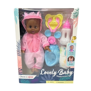 14 Inch Cute Black Empty Body Bendable Leg Doll Color Box