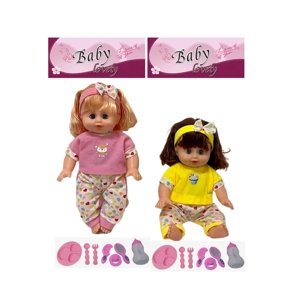 14 Inch Empty Body Bendable Leg Drink & Pee Girl Doll with Various Accessories